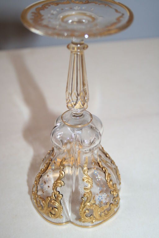 Set of 12 Hand-Painted Murano Wine Glasses