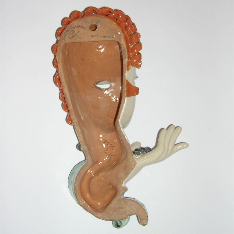 20th Century Austrian Goldscheider Terra-cotta White Cookie Glazed Wall Masks