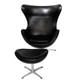 Fantastic Egg Chair w/ Ottoman in Black Leather by Arne Jacobson