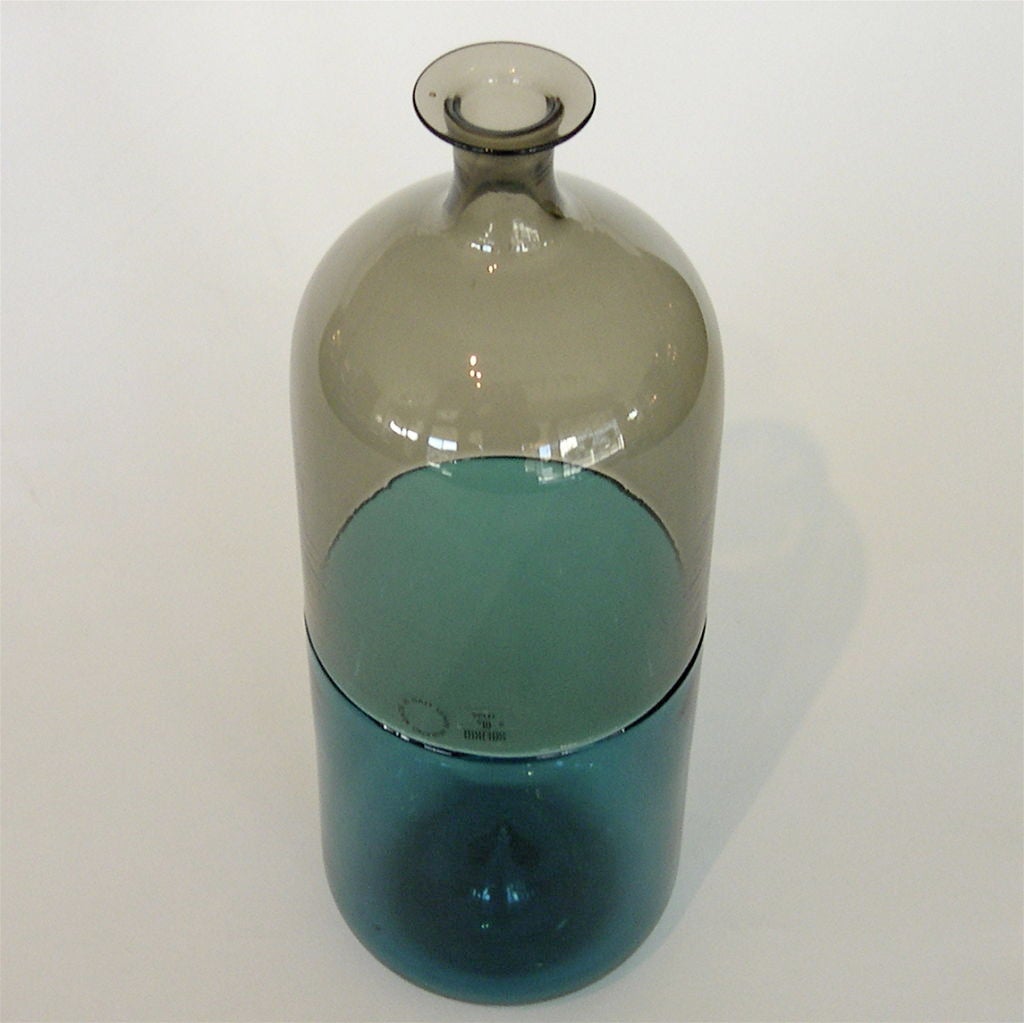 Signed Tapio Wirkkala Fused Glass Bottle for Venini In Excellent Condition In Los Angeles, CA