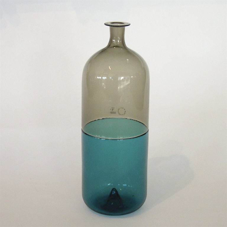 20th Century Signed Tapio Wirkkala Fused Glass Bottle for Venini