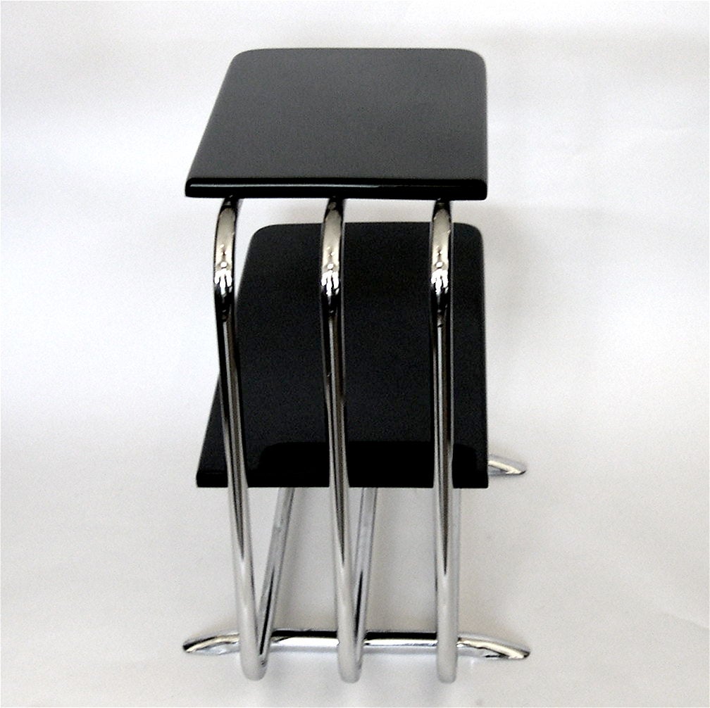 American Alfons Bach Pair of Art Deco Streamline Side Tables for Lloyd's