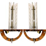 Vintage Fantastic Pair of Large Art Deco Sconces w/ Illuminating Glass