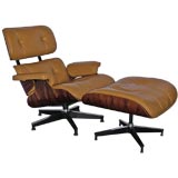 Rare Original Eames 670 & 671 in Rosewood & Camel Leather