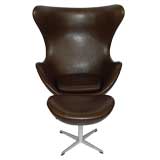 Fantastic Egg Chair w/ Ottoman in Brown Leather by Arne Jacobson