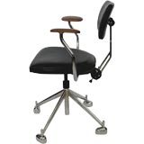 Vintage Early Adjustable Desk Chair in Black Leather and Chrome by Kevi