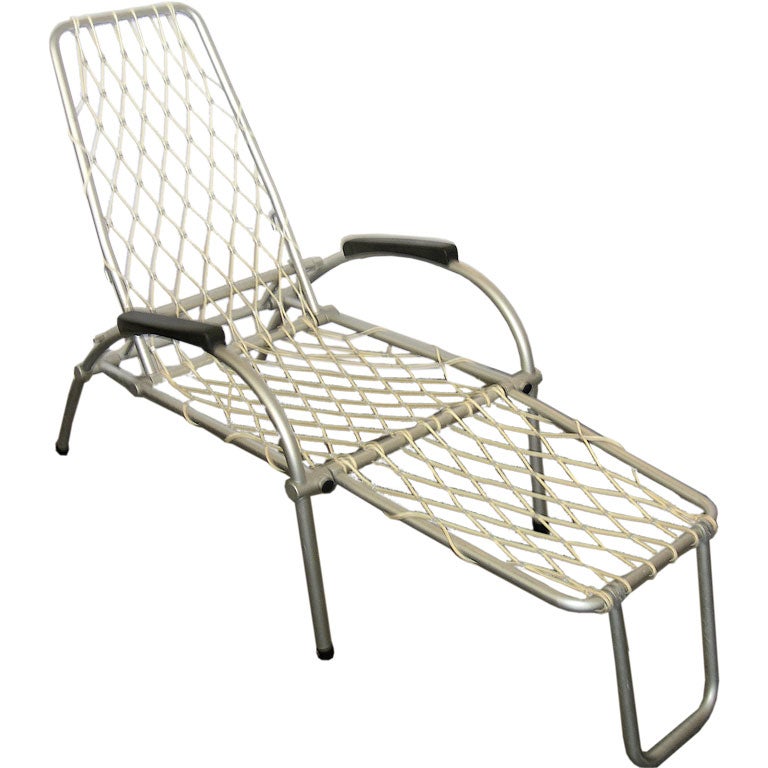 Original Norwegian Ocean Liner Streamline Aluminum Deck Chair