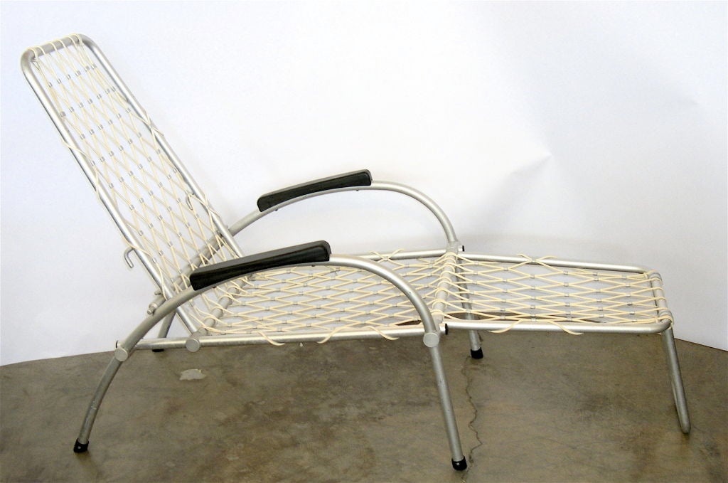 Original Norwegian Ocean Liner Streamline Aluminum Deck Chair 1