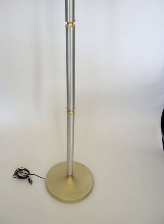 American Rare Pair of Aluminum and Brass Torchiere Lamps by Russel Wright For Sale