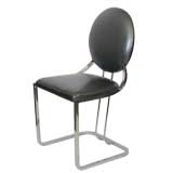 Rare Early Gilbert Rohde Armless Desk Chair in Pewter Leather