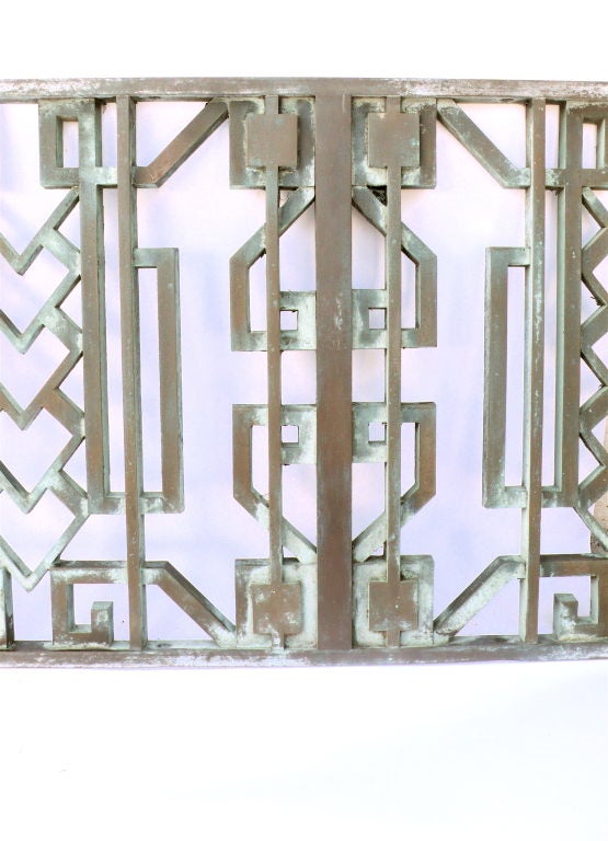 Pair of Richfield Bldg. Art Deco Bronze Architectural Grates In Excellent Condition For Sale In Los Angeles, CA