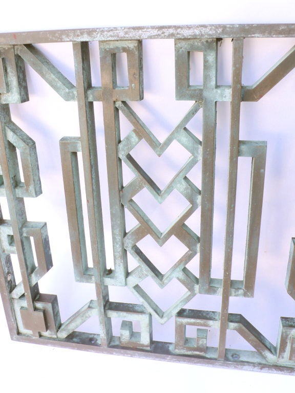 Pair of Richfield Bldg. Art Deco Bronze Architectural Grates For Sale 2