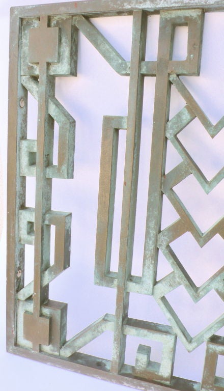 Pair of Richfield Bldg. Art Deco Bronze Architectural Grates For Sale 3