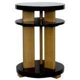 Black Lacquer & Maple Art Deco Pedestal Table by Brown & Saltman