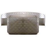 Vintage Quilted Silver Leather Art Deco Bed & Vanity by Pander & Zonen