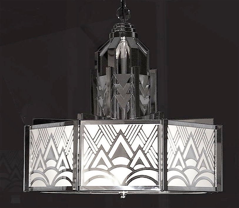 20th Century Fantastic Art Deco Revival Six Sided Chandelier