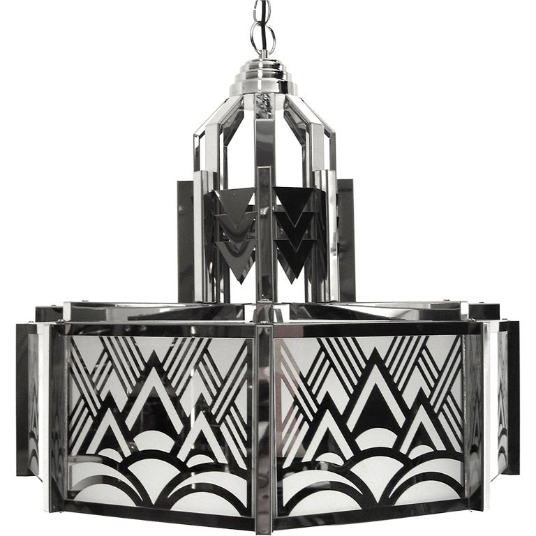Fantastic Art Deco Revival Six Sided Chandelier