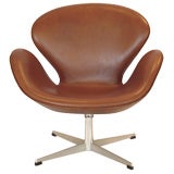 Arne Jacobsen Vintage Leather Swan Chairs  Fritz Hansen