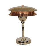 Art Deco Two Tiered Nickel and Copper "Aviator" Table Lamp