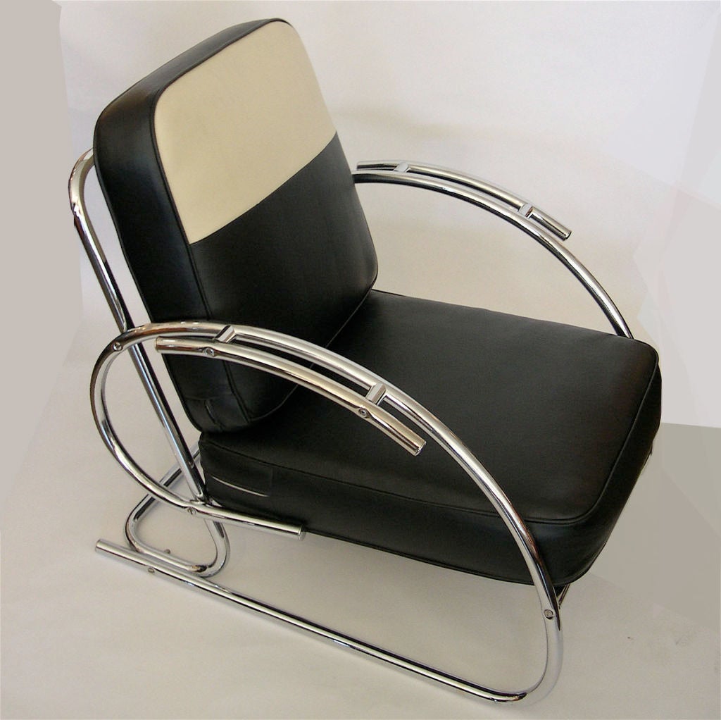 20th Century Streamline Moderne Art Deco Tubular Chrome Chair