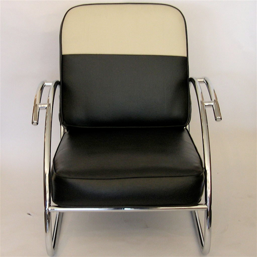 American Streamline Moderne Art Deco Tubular Chrome Chair