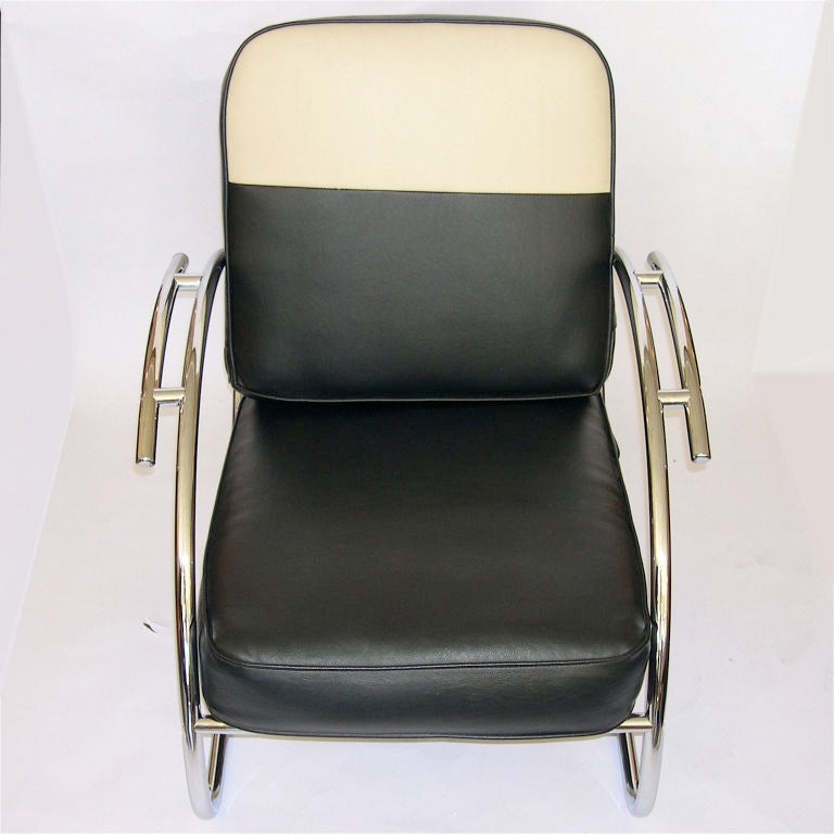 Stainless Steel Streamline Moderne Art Deco Tubular Chrome Chair