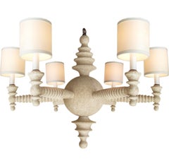 Paul Marra Shaded Spool Chandelier in Driftwood