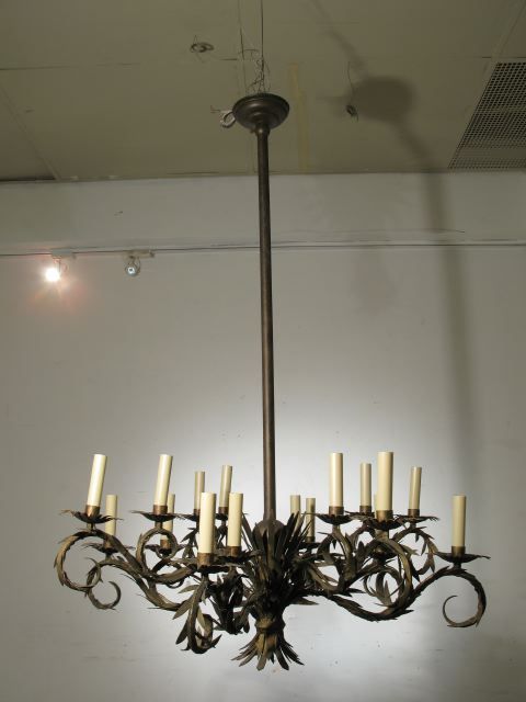 A Welded Iron Chandelier in the form of Curling Branches