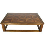 Antique A Large 19th C. Parquetry Coffee Table on a Contemporary Base