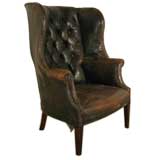 An 18th C English Georgian Leather Wing Chair