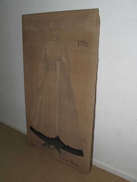 A 1920's  Painted   Textile Depicting a Woman in Mourning