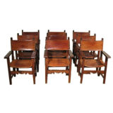 A Set of 8 Spanish Colonial Leather Dining Chairs