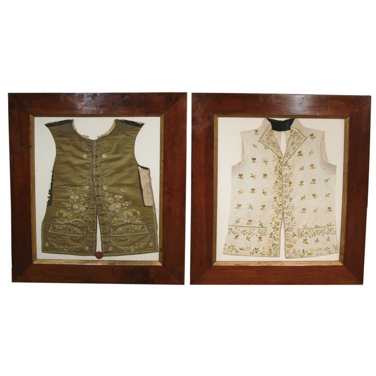 Pair of Framed Waistcoats For Sale