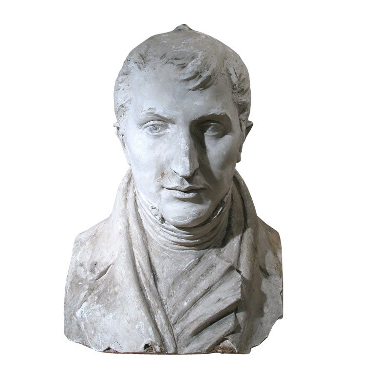 A 19th C Plaster Bust of a Napoleonic Gentleman For Sale