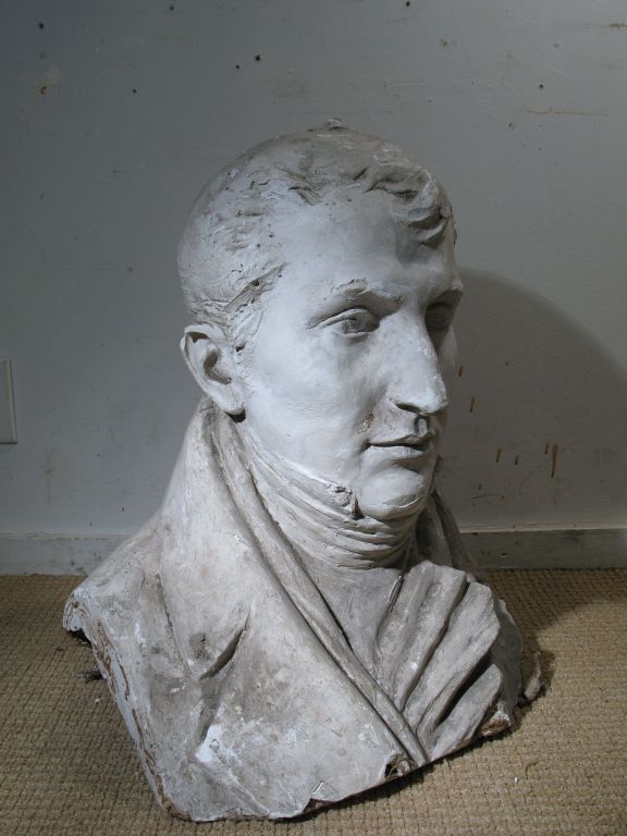 French A 19th C Plaster Bust of a Napoleonic Gentleman For Sale