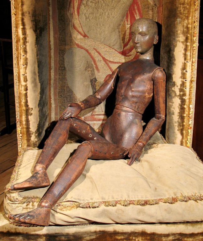 A Large Wooden Articulated Artist's Mannequin, with Finely Carved Hands, Feet and Features.   French, Mid 19th Century