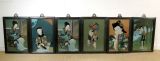 Collection of Six Chinese Eglomise Paintings