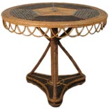 A Twig and Reed Parquetry Gueridon with a Tripartite Base