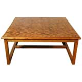 A Oak and Mahognay Coffee Table with a Chequer Parquetry Pattern