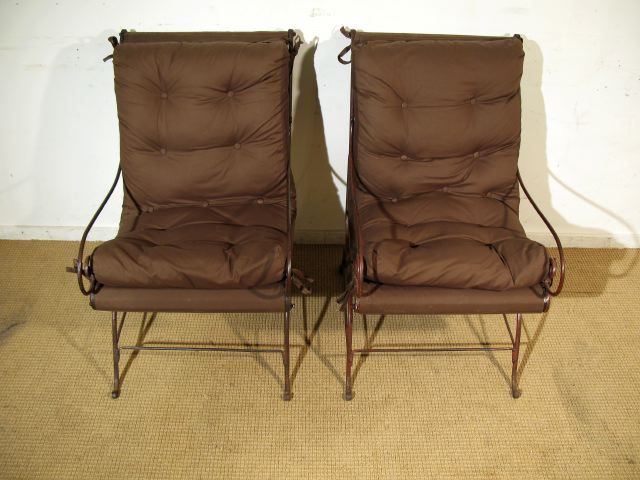 A Pair of French Painted Metal Garden Chairs