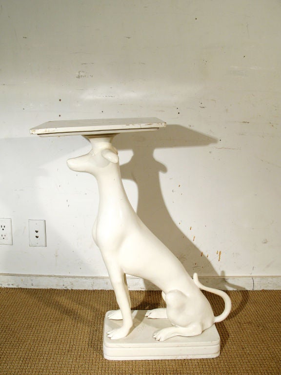 A French White Lacquered Composition Greyhound Table, Circa 1960's