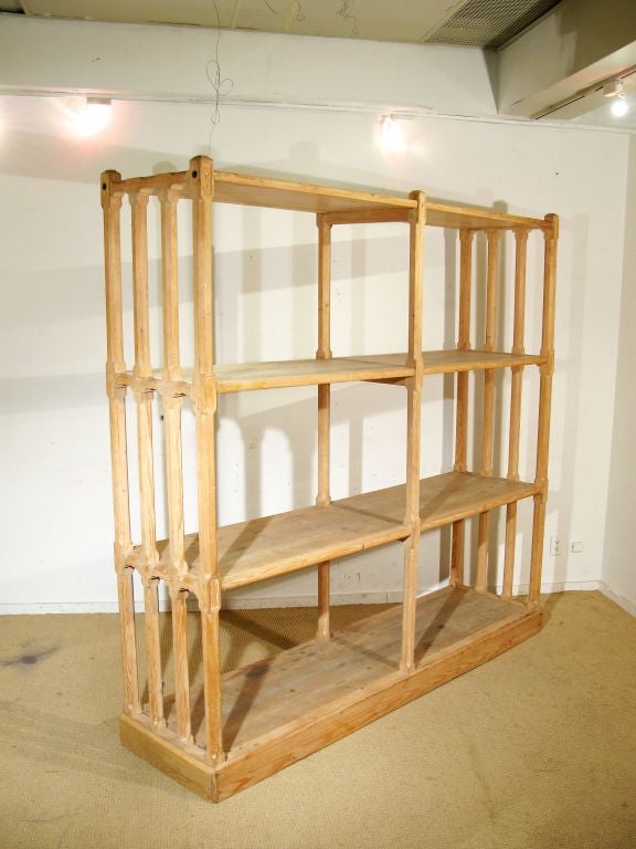 A Large Pine Etagere with Chamfered Uprights