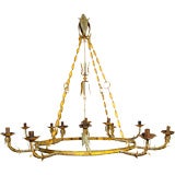 Antique A Large Scale Italian Wrought Iron Painted Chandelier
