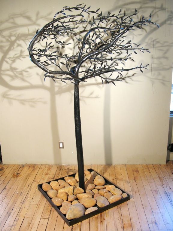 A Large Contemporary Wrought Iron Sculpture of an Almond Tree