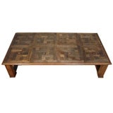 A 19th C. Oak Parquet Top on a Contemporary Coffee Table Base