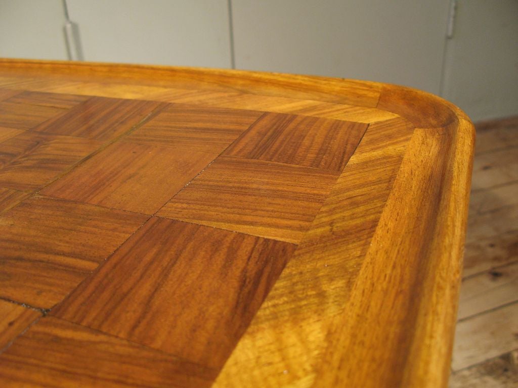 A Swiss Parquetry Walnut Checkerboard Coffee Table on a New Base For Sale 5