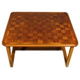 A Swiss Parquetry Walnut Checkerboard Coffee Table on a New Base