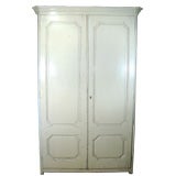 Antique A Tall Green Painted Catalan Armoire with Panelled Doors