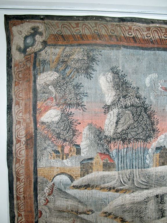 An 18th Century French "Genre Scene" Painted Tapestry