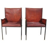 Pair of Leather Fauteuils in the manner of Jean-Michel Frank